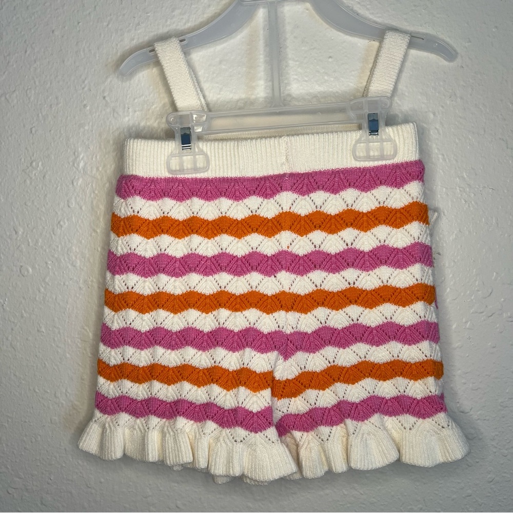 Girls Two-Piece Knit Tank & Skirt Set with Pink Daisy Top and Blue Shorts - Picture 9 of 15